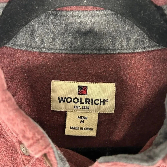 Woolrich Shirt Men's Medium Ruby Heather 100% Cotton Button Up WSI Iraq - Picture 5 of 10